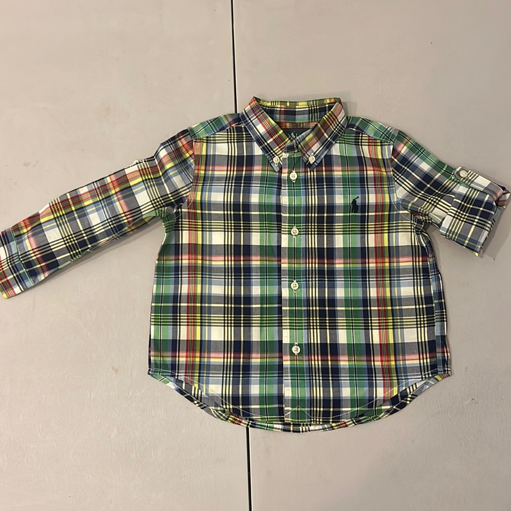 Plaid Cotton Poplin shirt- Green/yellow/blue multi